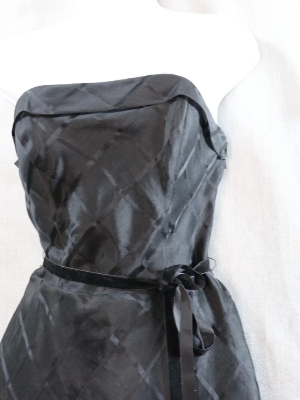 VTG Express Silk Cocktail Dress 7/8* 5/6 50s Style Strapless Black Goth Fairy - Picture 6 of 14